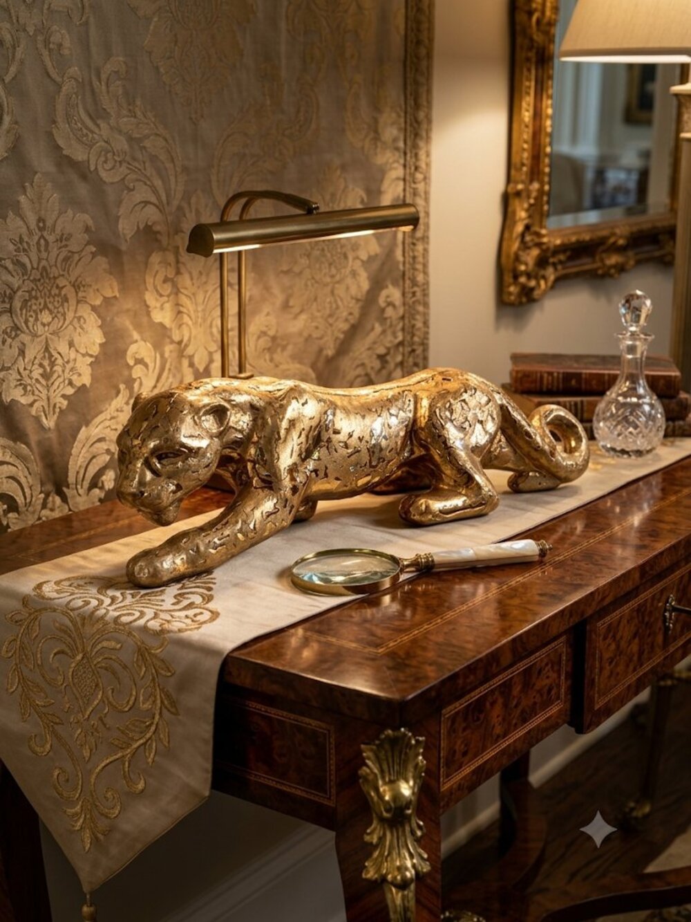 Vintage Elegant Unique 24 Kt. Gold Jaguar Planter STUNNING!! RARE!!***READ***